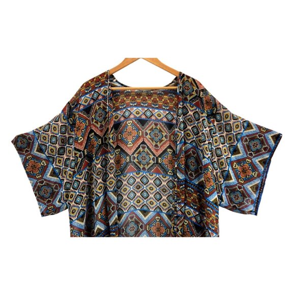 Kimono Boho Tribal Black Fringe Cardigan M by B_envied Wrap Gypsey Floral - Picture 3 of 13